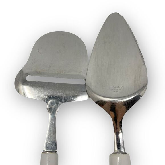 Lord & Taylor Blue White Stainless Steel Ceramic Cheese Slicer & Cake Server - Picture 5 of 9